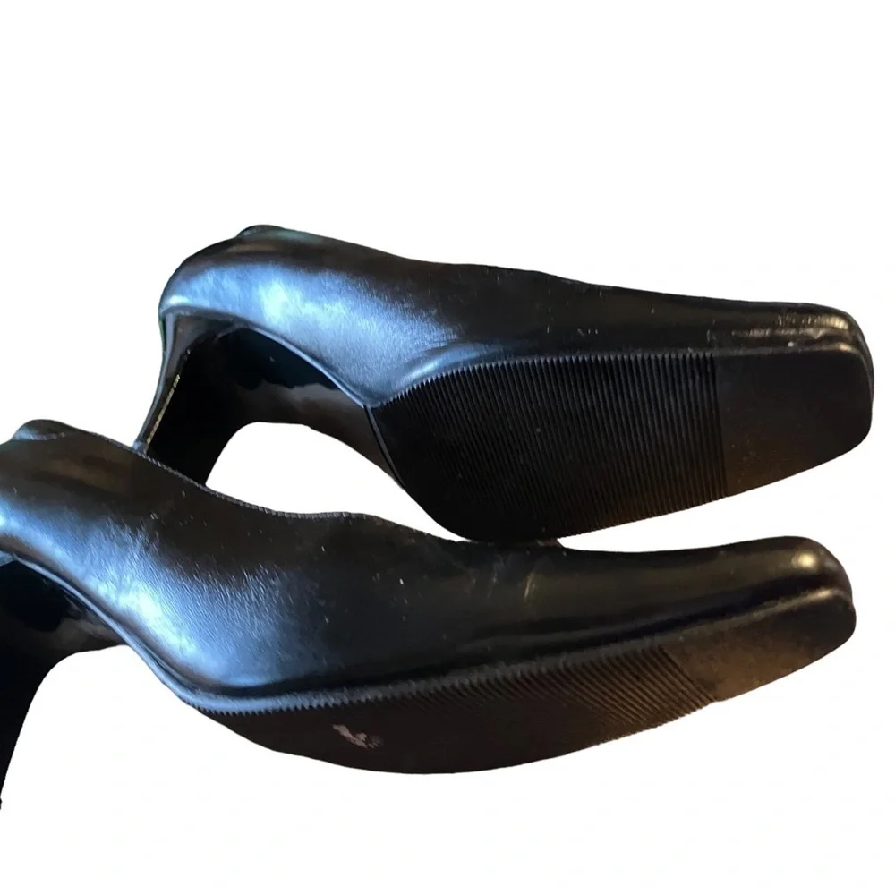 St. James Black Leather Square Toe Pumps Made In Italy Size 6
